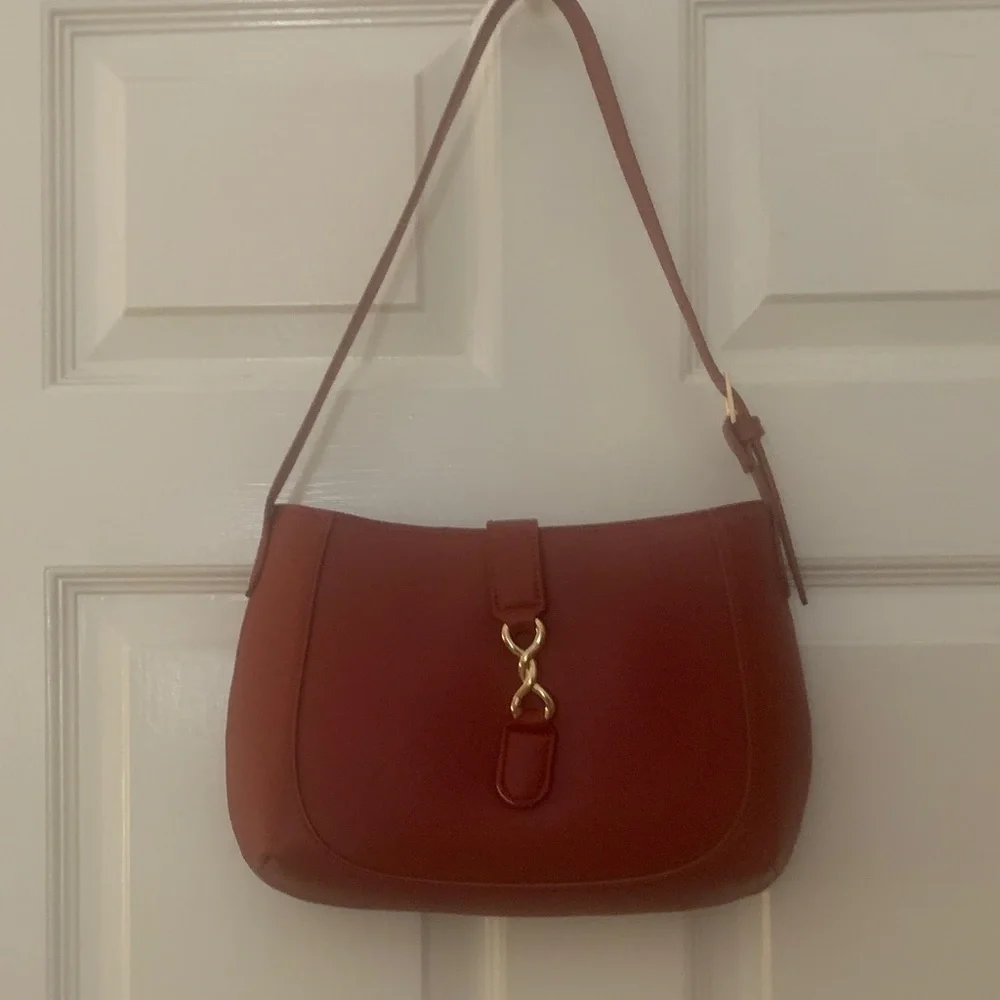 a new day red rust Shoulder Bag with Gold Accent - Picture 2 of 6